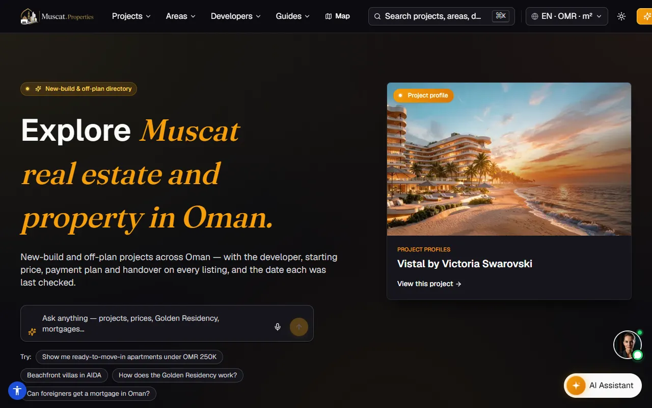 Muscat Properties: דף הבית במחשב