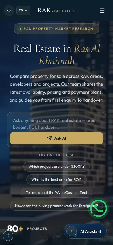 RAK Real Estate: דף הבית בטלפון